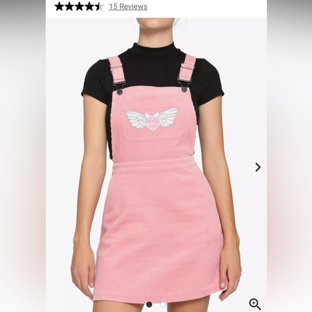 Hot Topic Pink Corduroy Dress with Heart Patch